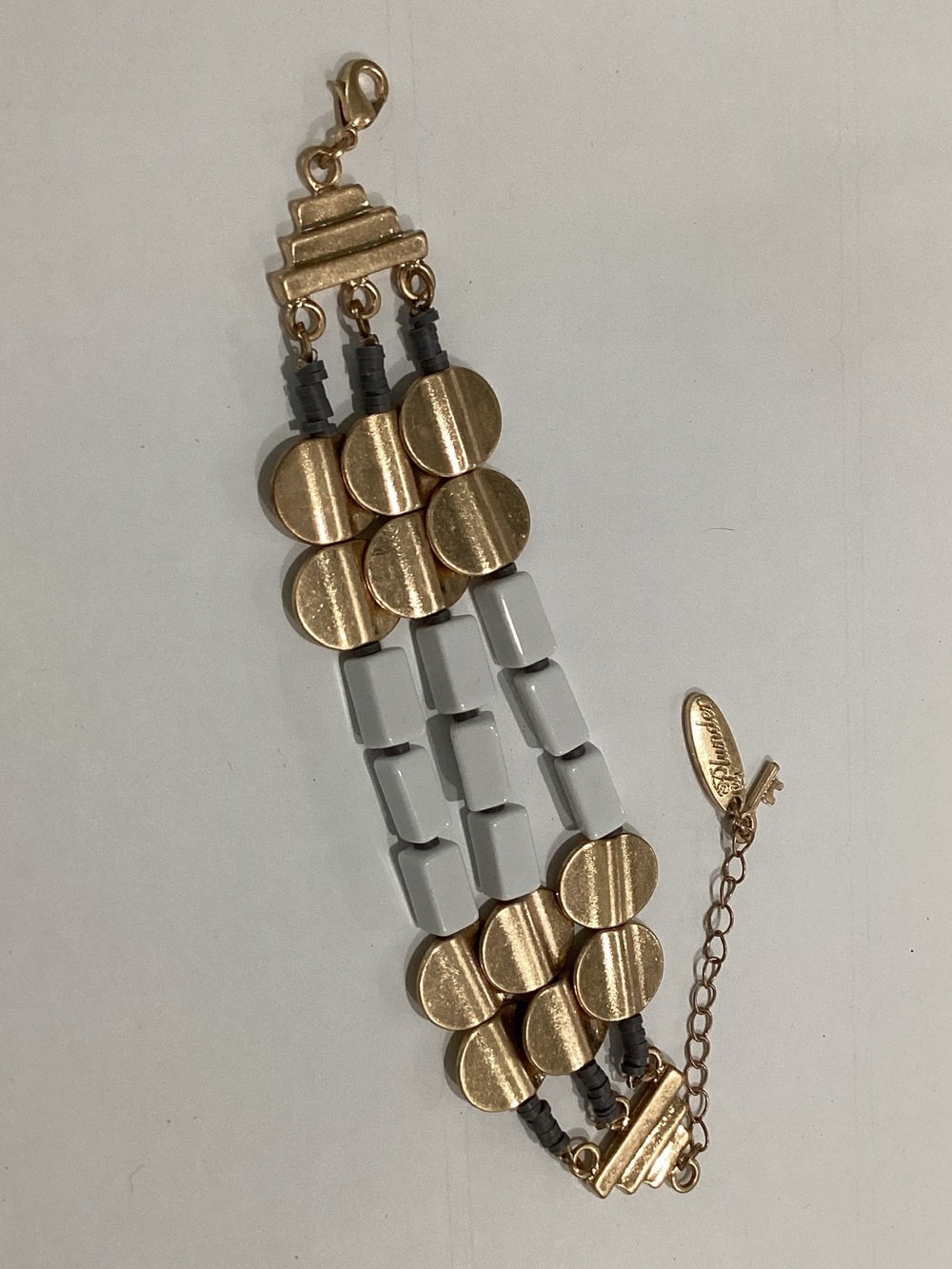Plunder Gold and Light Gray Multi-Row Beaded Bracelet